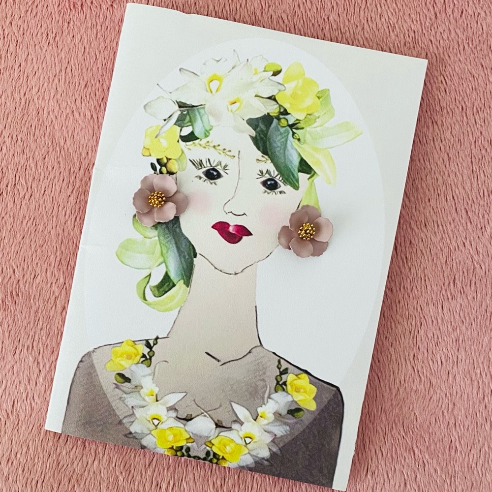 NWT Anthropologie Flower Rose Post Stud Earrings Postcard